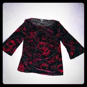 Roz & Ali Floral Top Size Small  NWOT